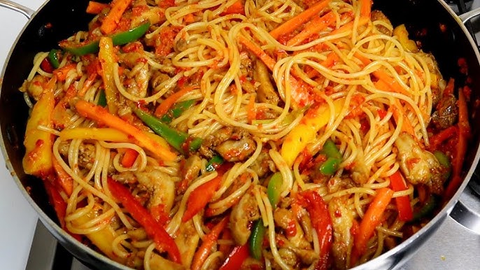 Stir fry pasta and chicken
